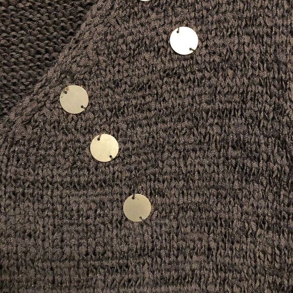 Marina Luna S Gray Cotton Knit Sequin Embellished Beading Sleeveless Casual Top - Picture 4 of 7